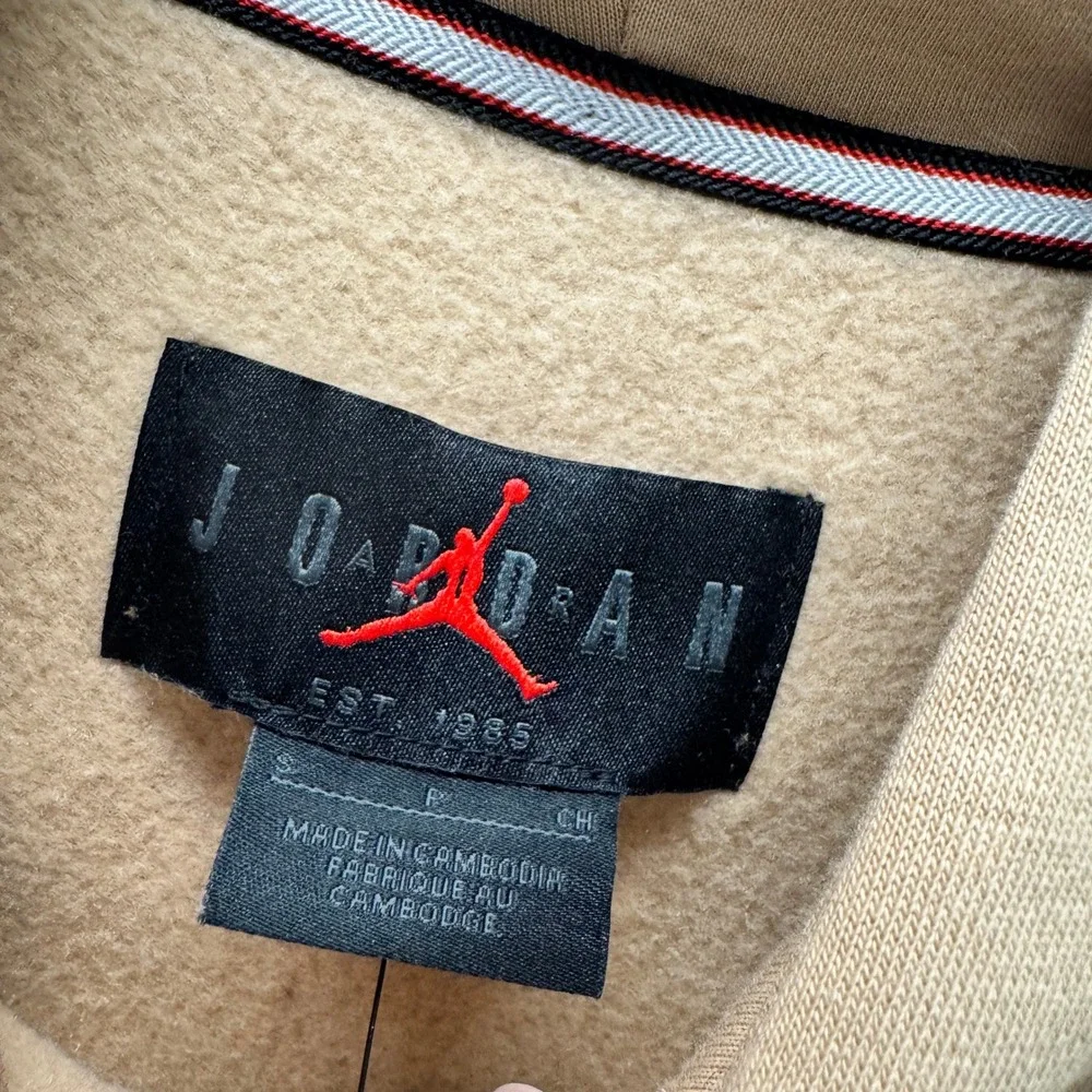 Jordan Hoodie Mens Small Flight Essentials Fleece Tan Baseline Pullover NEW